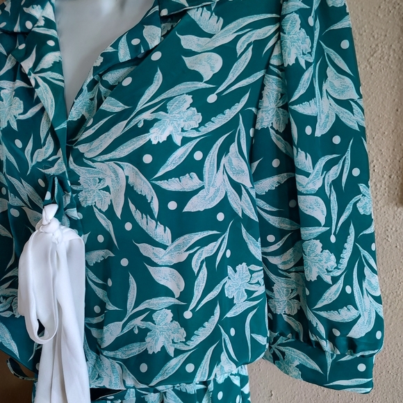 Vintage 80's Teal Hawaiian Print Dress Breli Original SZ Small - Large Range - Picture 11 of 15